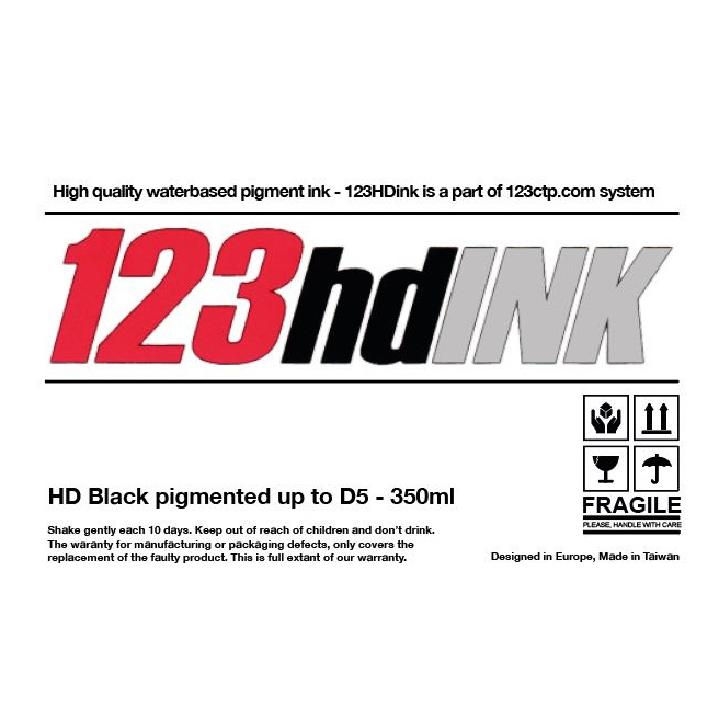 123HDink Black pigmented cartridge 350ml